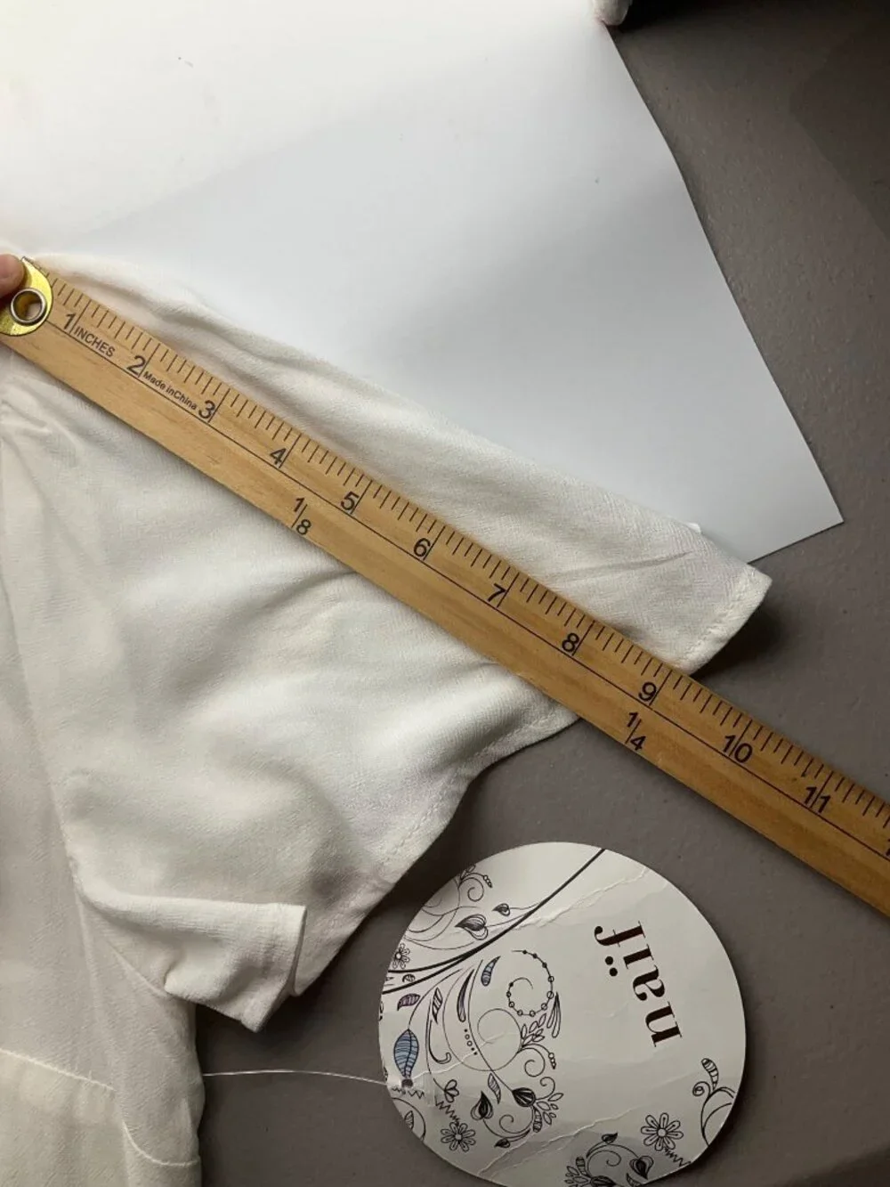 New Naif Anthropologie S Cream Flowy Button Short Dress Linen Blend Minimalist - Picture 10 of 13
